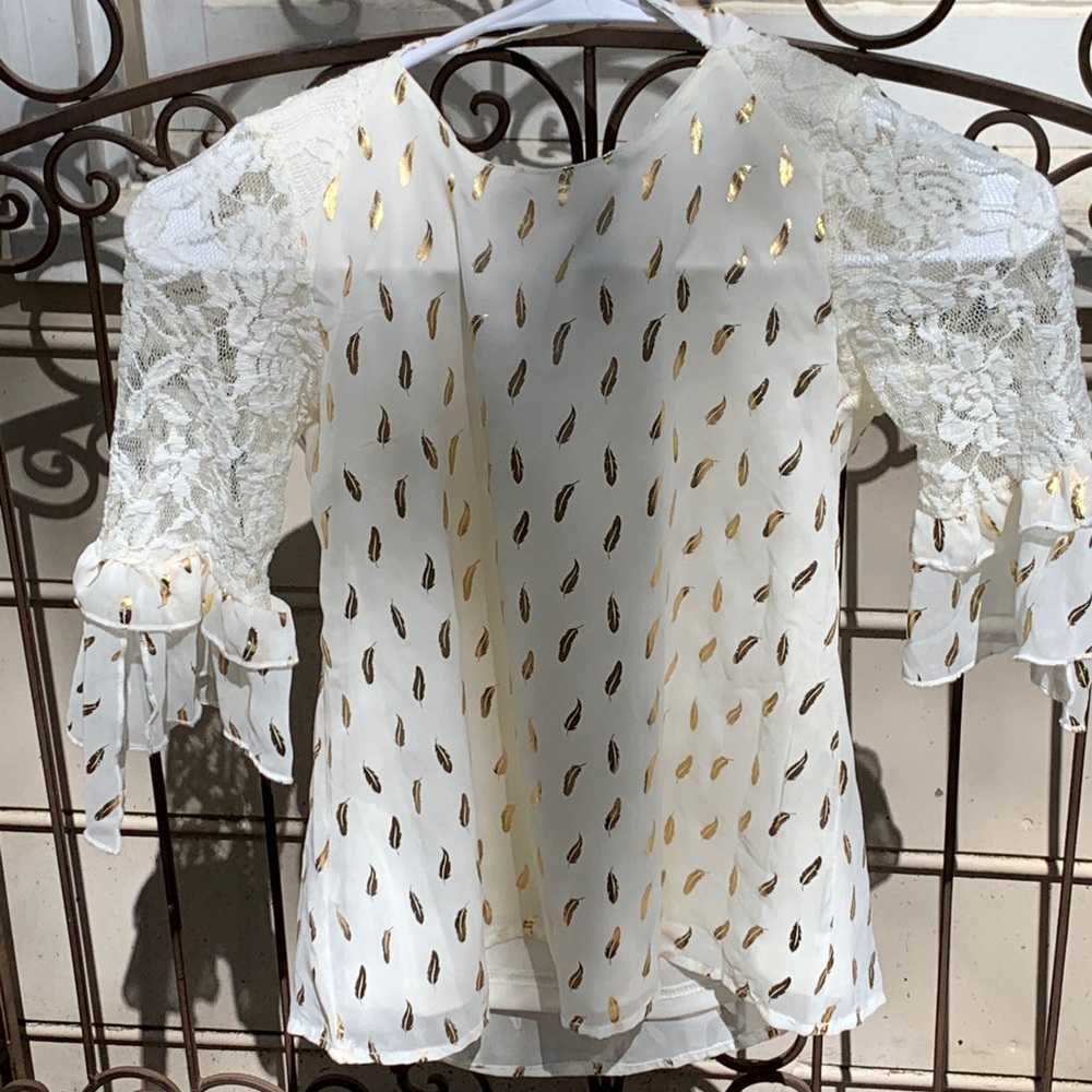Satin Flowers top sz 7/8